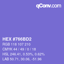 Código de color: HEX #766BD2 | qconv.com