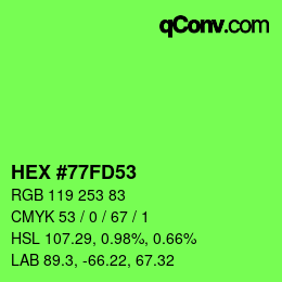 Código de color: HEX #77FD53 | qconv.com