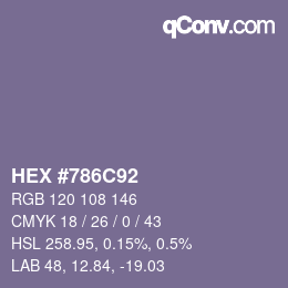 Color code: HEX #786C92 | qconv.com