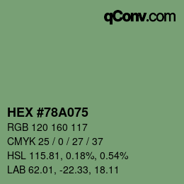 Código de color: HEX #78A075 | qconv.com