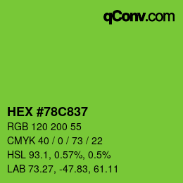 Farbcode: HEX #78C837 | qconv.com