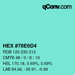 Código de color: HEX #78E6D4 | qconv.com