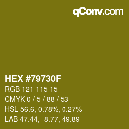 Farbcode: HEX #79730F | qconv.com