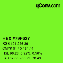 Código de color: HEX #79F627 | qconv.com