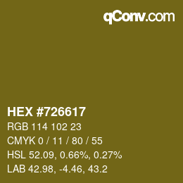 Código de color: HEX #726617 | qconv.com