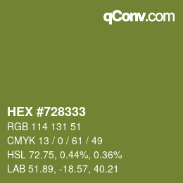 Color code: HEX #728333 | qconv.com