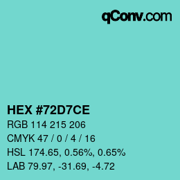 Color code: HEX #72D7CE | qconv.com