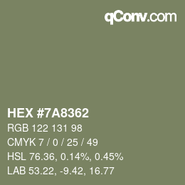 Código de color: HEX #7A8362 | qconv.com