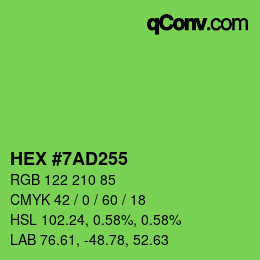 Código de color: HEX #7AD255 | qconv.com