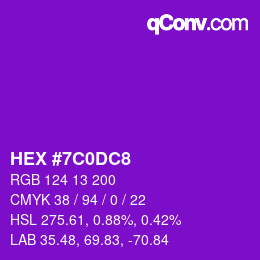 Farbcode: HEX #7C0DC8 | qconv.com