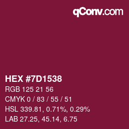 Código de color: HEX #7D1538 | qconv.com