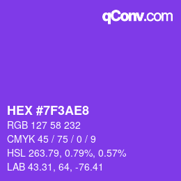 Código de color: HEX #7F3AE8 | qconv.com