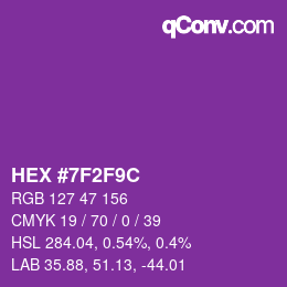 Code couleur: HEX #7F2F9C | qconv.com