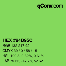 Code couleur: HEX #84D95C | qconv.com