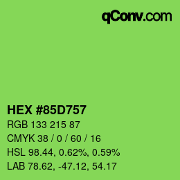 Farbcode: HEX #85D757 | qconv.com