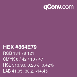 カラーコード: HEX #864E79 | qconv.com