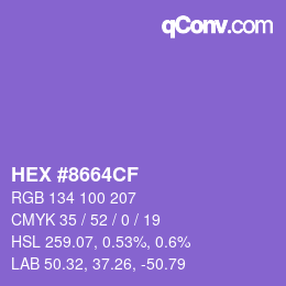 Farbcode: HEX #8664CF | qconv.com