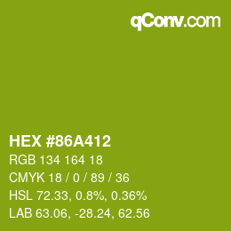 Farbcode: HEX #86A412 | qconv.com