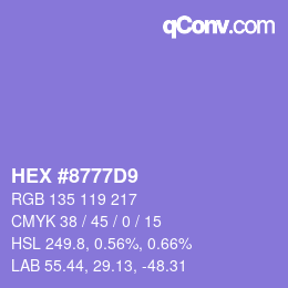 Farbcode: HEX #8777D9 | qconv.com