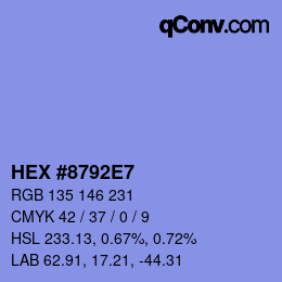 Code couleur: HEX #8792E7 | qconv.com