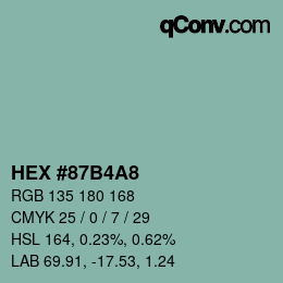 Farbcode: HEX #87B4A8 | qconv.com