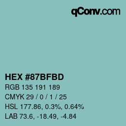 Color code: HEX #87BFBD | qconv.com