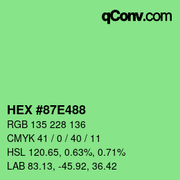 Farbcode: HEX #87E488 | qconv.com