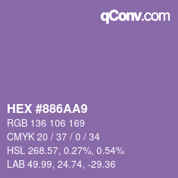 Code couleur: HEX #886AA9 | qconv.com