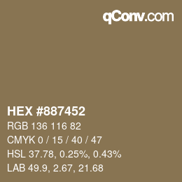 Código de color: HEX #887452 | qconv.com