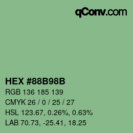 カラーコード: HEX #88B98B | qconv.com