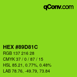 Farbcode: HEX #89D81C | qconv.com