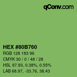 Farbcode: HEX #80B760 | qconv.com