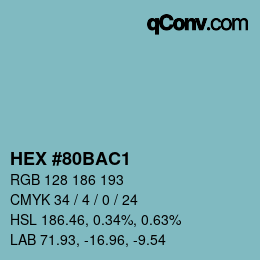 Código de color: HEX #80BAC1 | qconv.com