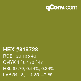 Code couleur: HEX #818728 | qconv.com