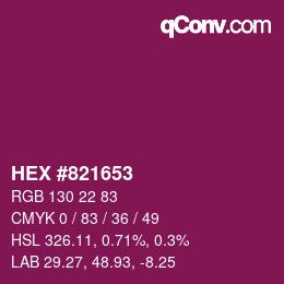 Code couleur: HEX #821653 | qconv.com