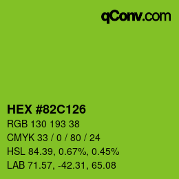 Farbcode: HEX #82C126 | qconv.com