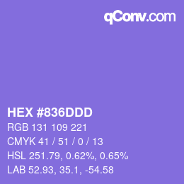 Color code: HEX #836DDD | qconv.com