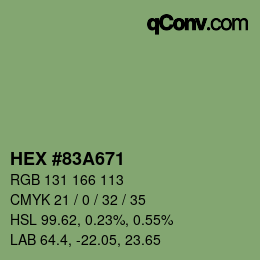 カラーコード: HEX #83A671 | qconv.com