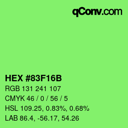 カラーコード: HEX #83F16B | qconv.com