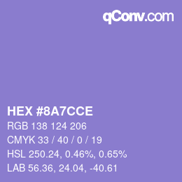 カラーコード: HEX #8A7CCE | qconv.com