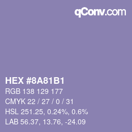 Farbcode: HEX #8A81B1 | qconv.com