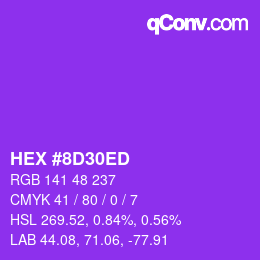 Code couleur: HEX #8D30ED | qconv.com