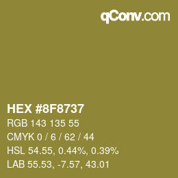 Farbcode: HEX #8F8737 | qconv.com