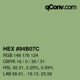 Color code: HEX #94B07C | qconv.com