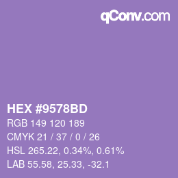 Farbcode: HEX #9578BD | qconv.com