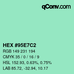 Farbcode: HEX #95E7C2 | qconv.com