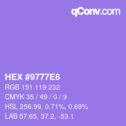 Code couleur: HEX #9777E8 | qconv.com