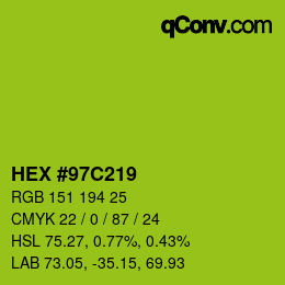 Código de color: HEX #97C219 | qconv.com