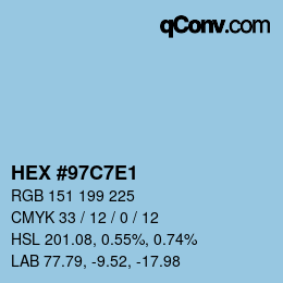 カラーコード: HEX #97C7E1 | qconv.com