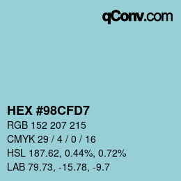 Color code: HEX #98CFD7 | qconv.com